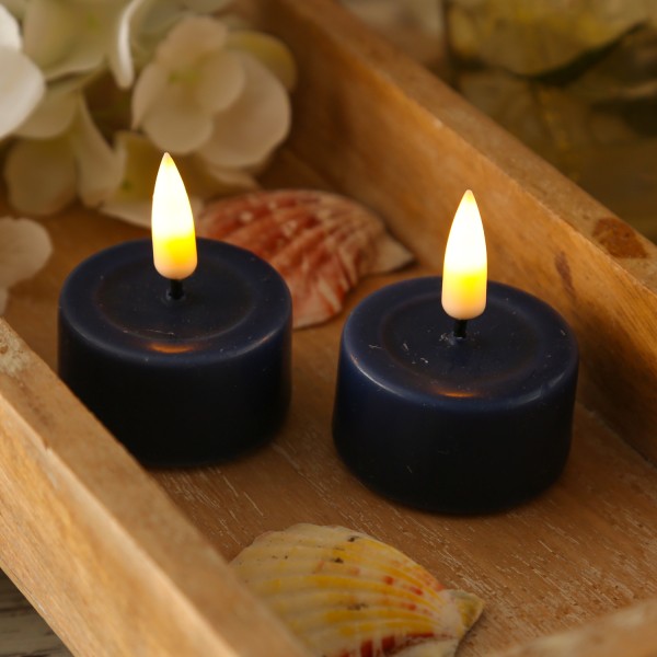 B-Ware LED Teelichter MIA - Kunststoff - realistische 3D Flamme - D: 4,1cm - königsblau - 2 Stk