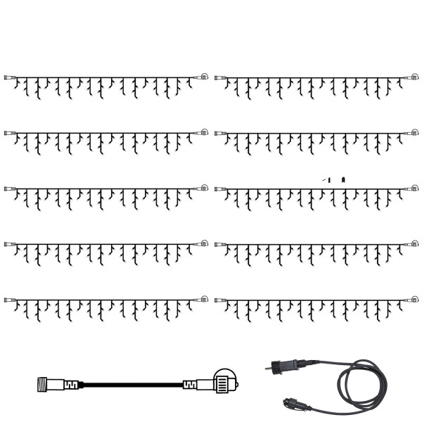 SYSTEM 24 KOMPLETT SET 30m - LED Lichtervorhang Eisregen 30x0,4m - Icicle für Dachrinne, Garage