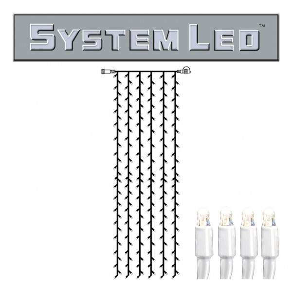 System LED White | Lichtvorhang | koppelbar | exkl. Trafo | 1.00m x 4.00m | 204x Kaltweiß