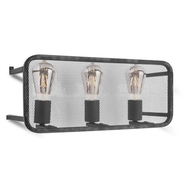 Moderne Wandlampe WEAVE III schwarz - für 3 Filament LED Leuchtmittel - 45cm x 20cm - E27