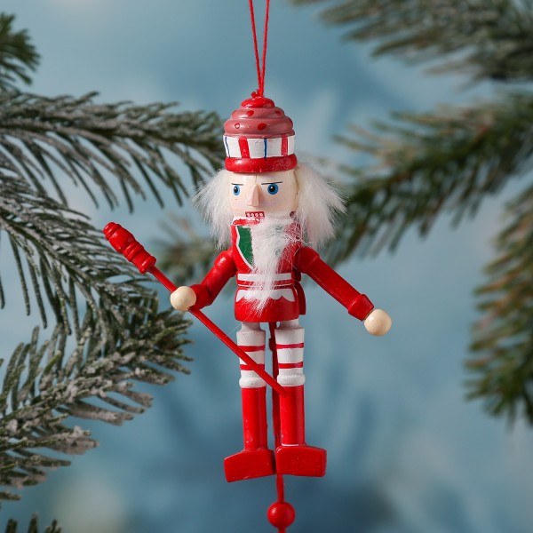 Weihnachtsbaumschmuck NUSSKNACKER - Tannenholz - inkl. Aufhänger - beweglich - H: 12,5cm - rot