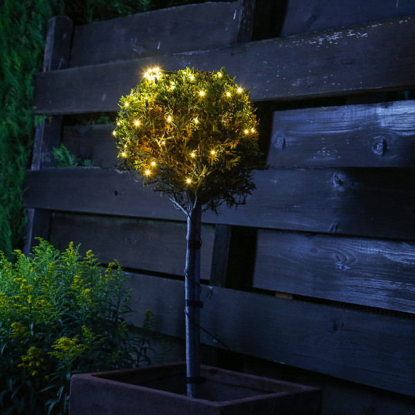 LED Lichternetz für Buchsbaum - Kugelnetz - 60 warmweiße LED - D: 35cm - Timer - Außentrafo - grün