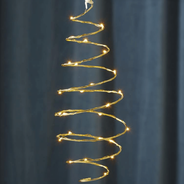 LED-Hängeleuchte "Dizzy" - 25 warmweiße LED - messingfarben - Material: Metall - H: 40cm, B: 14cm