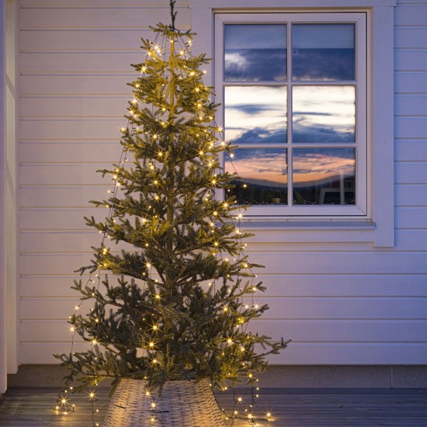 LED Baummantel Lichterkette - 8 Stränge á 30 bernsteinfarbene LED - Timer - L: 2,4m - außen