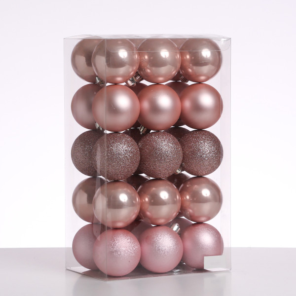 B-Ware Christbaumkugeln - Weihnachtskugeln - bruchfest - D: 6cm - glänzend/matt/glitzernd - rosa - 3