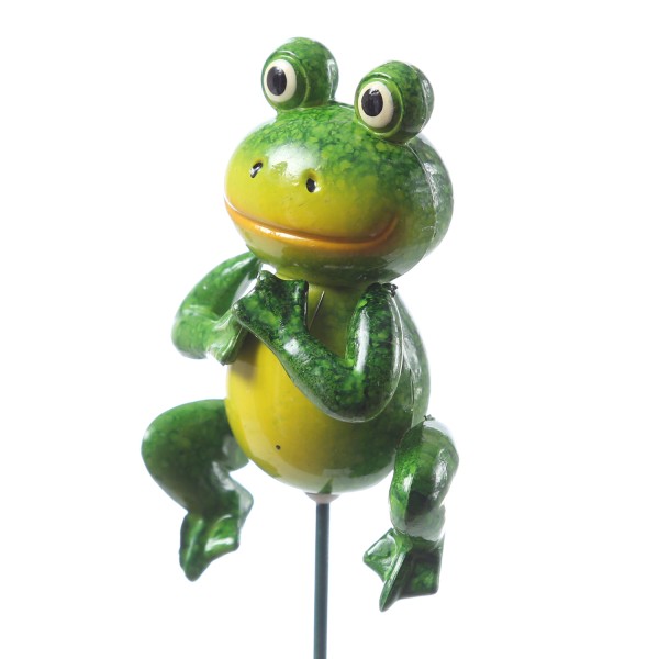 Gartenstecker wackelnder Frosch Quaki - Beetstecker - H: 54cm - für Außen - grün