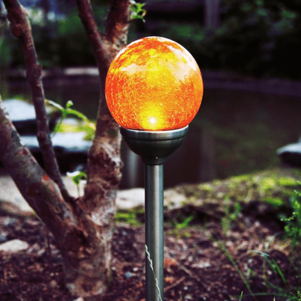 LED Solarkugel "Roma" - Gartenleuchte mit Solarpanel - H: 45cm - Dämmerungssensor - gelb