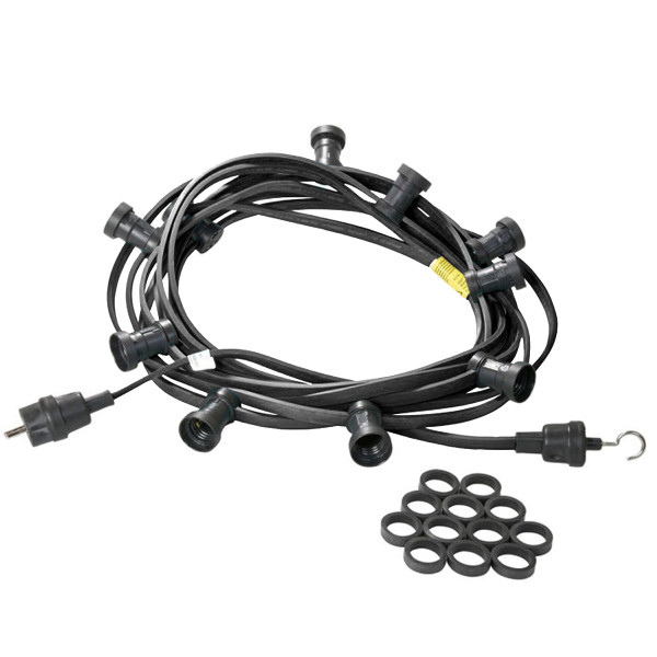 Illu-/Partylichterkette 5m - Außenlichterkette schwarz - Made in Germany - 5 x E27 Schraubfassung