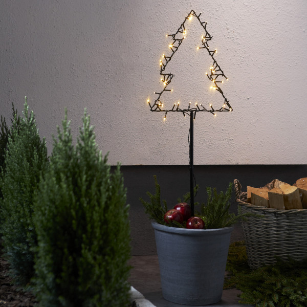 LED Lichterbaum Spiky - stehend - H: 90cm - 60 warmweiße LED - Timer - Batterie - Outdoor - schwarz