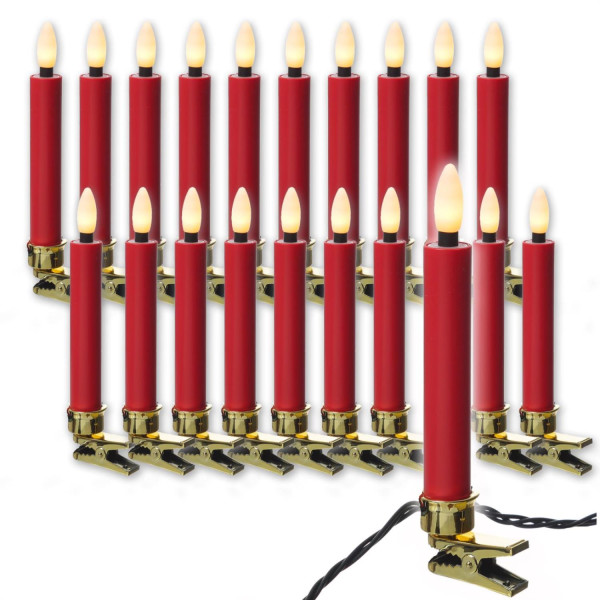 B-Ware LED Kerzenlichterkette - 20 Christbaumkerzen - Weihnachtsbaumlichterkette - L: 9,5m - Innen/A