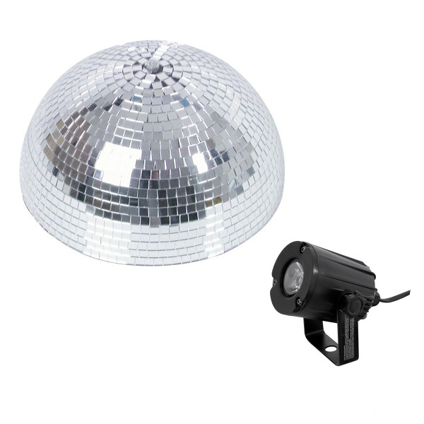 Spiegelkugel Komplettset - Discokugel, Motor, Pinspot, Montagematerial für Diskokugel - Mirrorball Set - Partyset