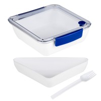 Vorschau: Lunchbox mit Gabel - 2 Fächer - 18,5 x 18,5 x 5cm - 1000ml - blau Vorschau: Lunchbox mit Gabel - 2 Fächer - 18,5 x 18,5 x 5cm - 1000ml - blau