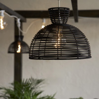 Lampenschirm RUND wetterfest - Rattanoptik - für E27 Fassungen - D: 37,5cm - H: 29,5cm - schwarz Lampenschirm RUND wetterfest - Rattanoptik - für E27 Fassungen - D: 37,5cm - H: 29,5cm - schwarz