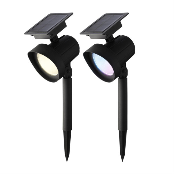 B-Ware LED Solar Gartenstrahler - Gartenspot - 8 Lichtfunktionen - 25 Lumen - H: 42,5cm - 2St.