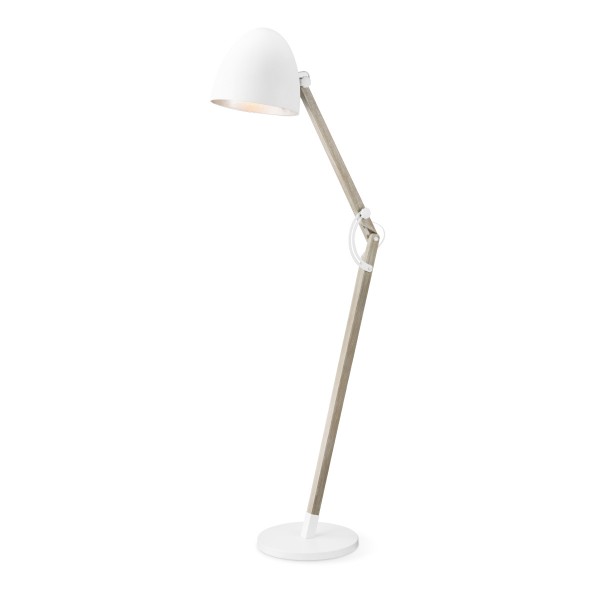 Bodenlampe PETTO - 175cm - schlichtes skandinavisches Design - E27 Fassung - Holz + Weiß