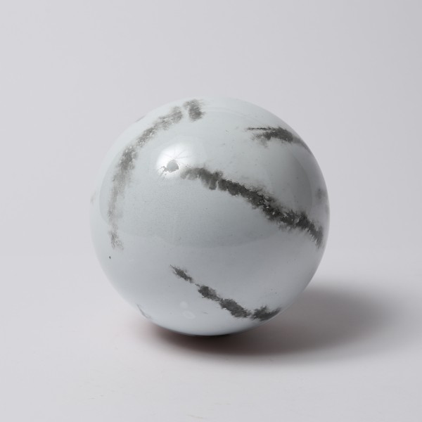 Dekokugel - Edelstahl - Marmoroptik - D: 9cm - weiß, grau