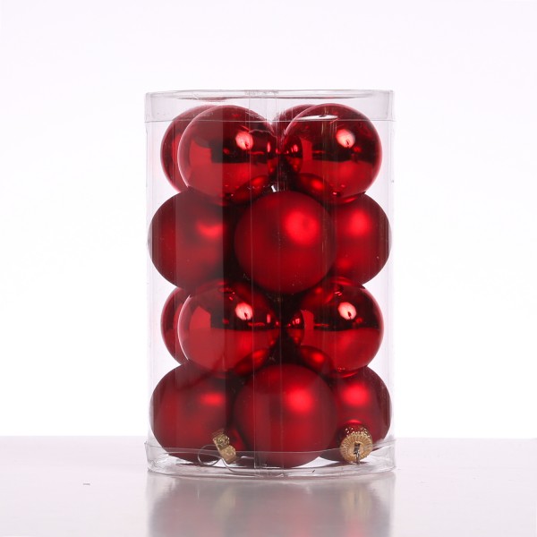 Christbaumkugel - Weihnachtsbaumkugel - Glas - D: 3,5cm - glänzend und matt - rot - 16er Set