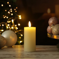 Vorschau: LED Kerze LINA - Rustik-Optik - Echtwachs - 3D Flamme - H: 12,5cm - D: 5cm - Timer - creme Vorschau: LED Kerze LINA - Rustik-Optik - Echtwachs - 3D Flamme - H: 12,5cm - D: 5cm - Timer - creme