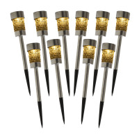 Vorschau: LED Solar Wegleuchten mit Erdspieß - Edelstahl - warmweiße LED - H: 15cm - silber - 10er Set Vorschau: LED Solar Wegleuchten mit Erdspieß - Edelstahl - warmweiße LED - H: 15cm - silber - 10er Set