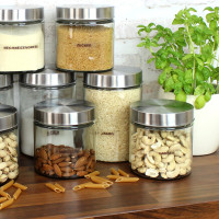 Vorschau: Vorratsdose S - Vorratsglas mit Edelstahldeckel - 0,85 Liter - D: 11cm - H: 12cm Vorschau: Vorratsdose S - Vorratsglas mit Edelstahldeckel - 0,85 Liter - D: 11cm - H: 12cm
