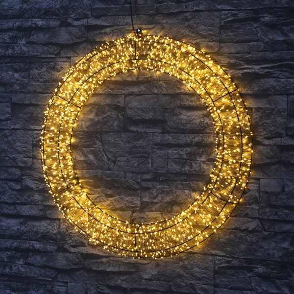 XXL LED Kranz abgeflacht - Lichterkranz mit 2200 bernstein LED - D:60cm - 8Modi/Timer - Innen/Außen