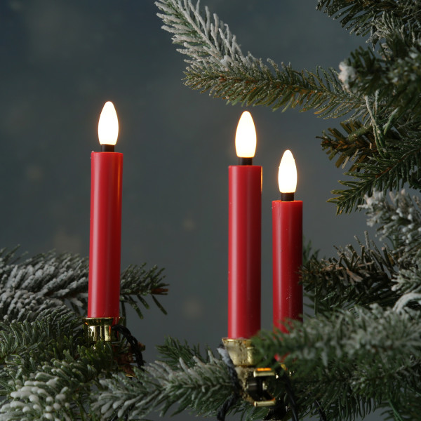 LED Kerzenlichterkette - 20 Christbaumkerzen - Weihnachtsbaumlichterkette - L: 9,5m - Innen/Außen