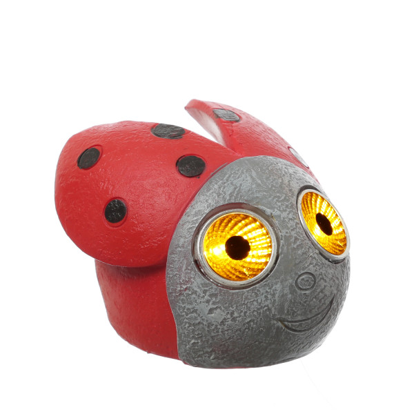 LED Solar Marienkäfer - Gartenfigur - 2 warmweiße LED - H: 7cm - D: 9cm - Lichtsensor