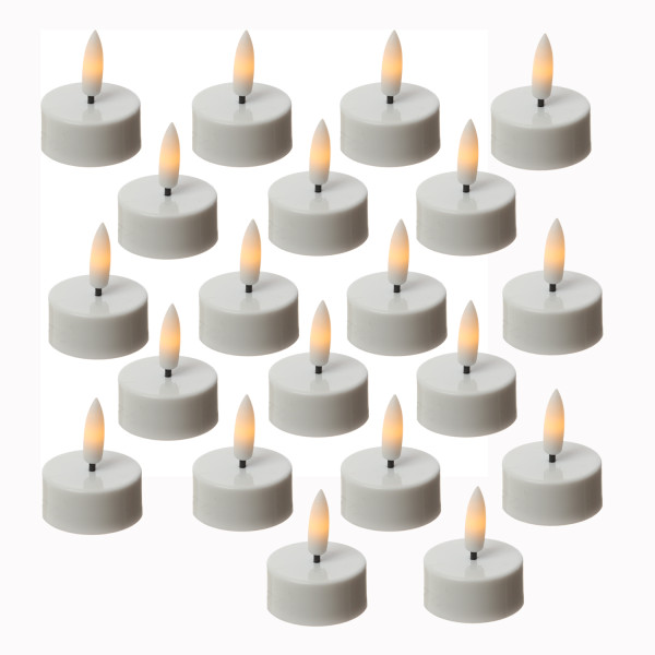 LED Mini Teelichter - Kunststoff - inkl. Batterien - Timer - D: 3,8cm - weiß - 20 Stück