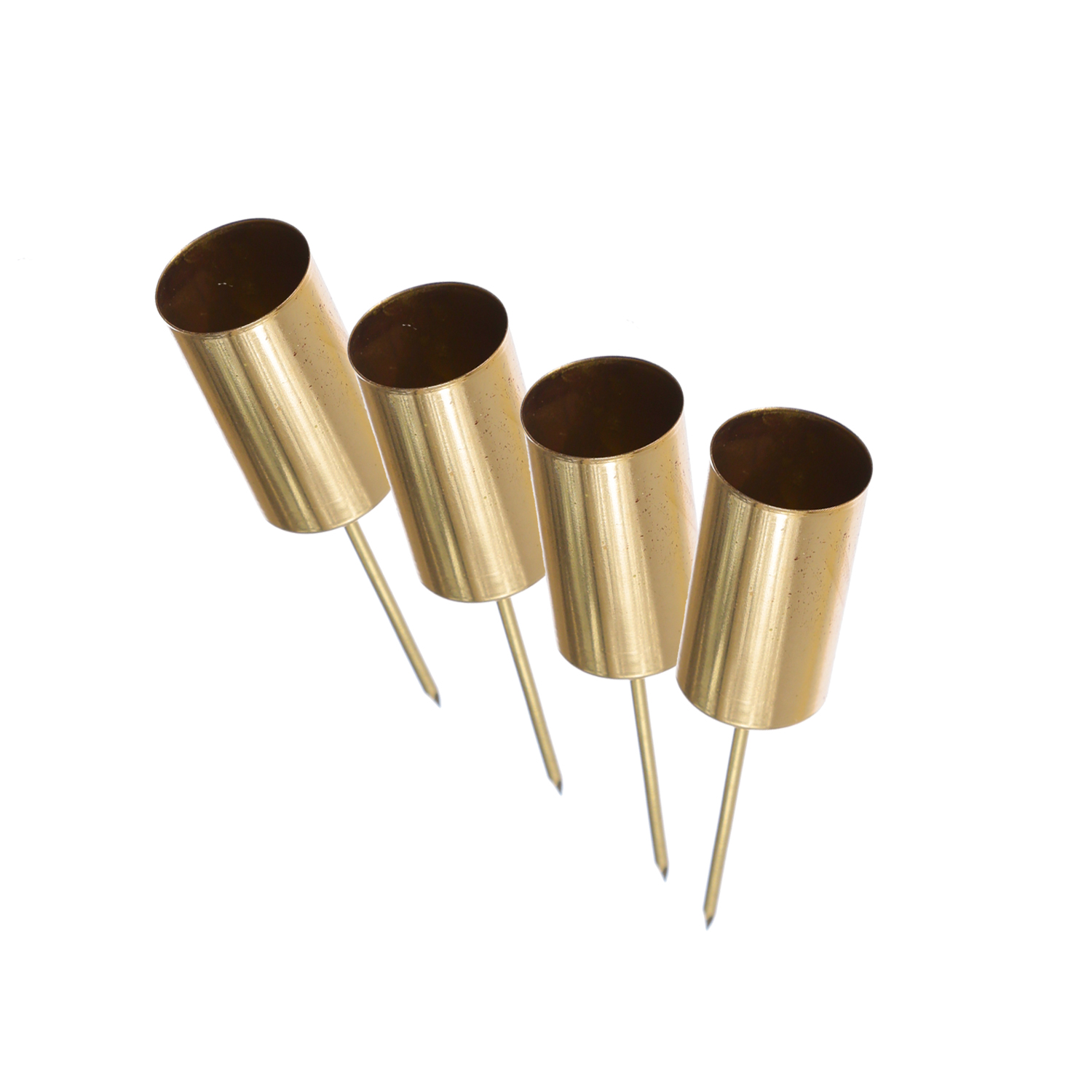 Stabkerzenhalter - Kerzenpick für Adventskranz - ohne Dorn - Metall - H:  9cm - gold - 4 Stück