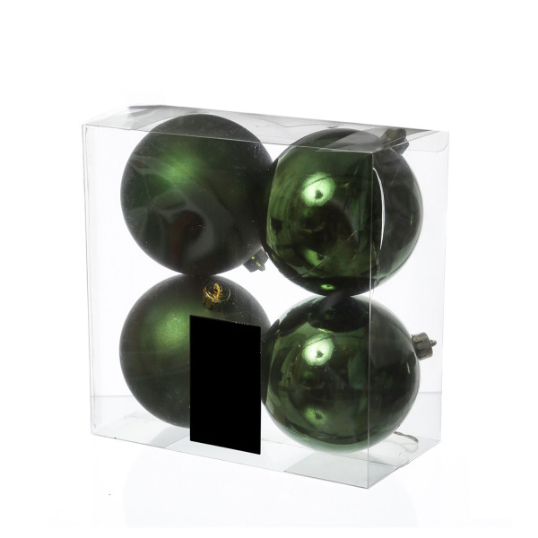 B-Ware Christbaumkugeln - Weihnachtsbaumkugeln - bruchfest - D: 10cm - glänzend/matt - grün - 4er Se