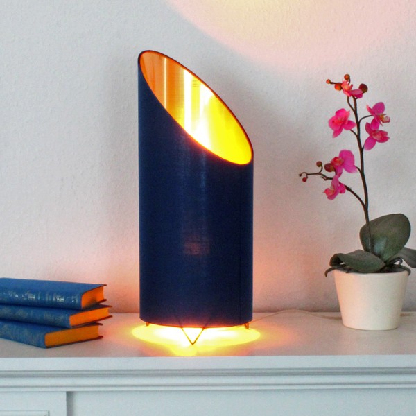 B-Ware LED Flammenleuchte - Dekoleuchte - royalblau/gold - realistische Fackelfunktion - H: 43cm