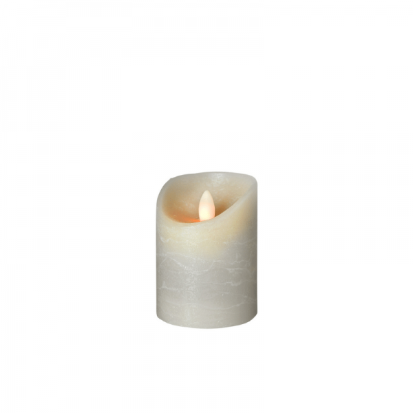 LED Wachskerze SHINE | grau | gefrostet | D: 7,5cm H: 10cm | fernbedienbar | Timer 