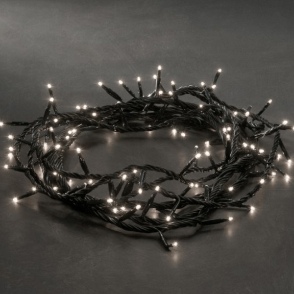 Micro-Lichterkette - 180 klare Glühlampen - 8 Funktionen - L:7,16m - schwarzes Kabel - Trafo - außen