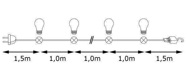 ILLU-Lichterkette BLACKY - 50m - 50xE27 | IP44 | mit bunten LED Kugellampen | SATISFIRE