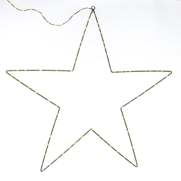 B-Ware LED Stern - Metallstern - hängend - 180 warmweiße LED - H: 60cm - Timer - Außentrafo - weiß