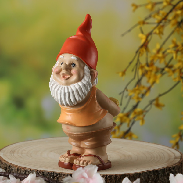 Gartenzwerg BERT mit Zitronen - Frecher Zwerg mit nacktem Po - Polyresin - H: 22,5cm