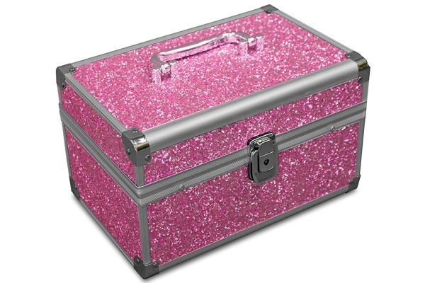 B-Ware MARELIDA® Schmuckkoffer in Pink mit Glitzeroptik | Premium Schmuckkästchen für Schmuck &