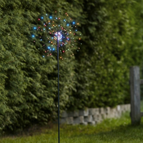 LED Dekostab FEUERWERK - H: 110cm - 160 kleine farbige LED - inkl. Trafo - outdoor - schwarz