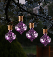 LED Solar Glühbirnen GLOW - Kugelleuchte - warmweiße LED Drahtlichterkette - H: 11,7cm - lila - 4St. LED Solar Glühbirnen GLOW - Kugelleuchte - warmweiße LED Drahtlichterkette - H: 11,7cm - lila - 4St.