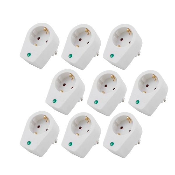 9er Set Steckdosenadapter mit Überspannungsschutz 239V/3500W
