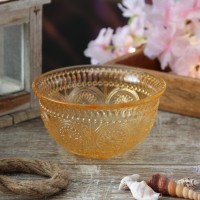 Vorschau: Glasschale Vintage mit Blumenmuster - Dessert/Snack Schüssel - D: 12,7cm - 210ml - Boho Stil - gelb Vorschau: Glasschale Vintage mit Blumenmuster - Dessert/Snack Schüssel - D: 12,7cm - 210ml - Boho Stil - gelb