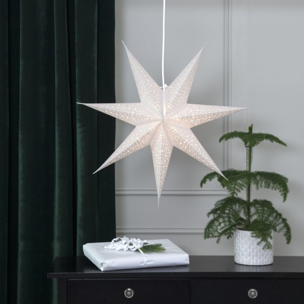 B-Ware Papierstern Blinka - hängend - 7-zackig - D: 60 cm - weiß
