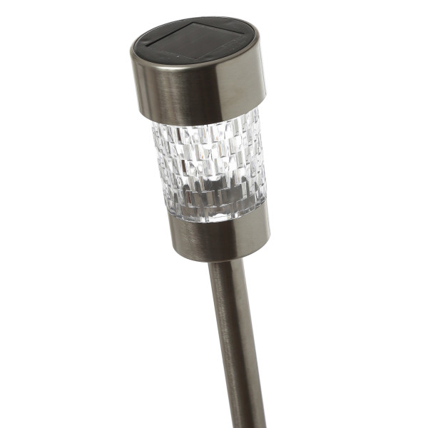 LED Solar Wegleuchten mit Erdspieß - Edelstahl - warmweiße LED - H: 15cm - silber - 10er Set