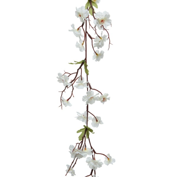 Blumengirlande Kirschblüten - Kunstblüten - L: 1,87m - weiß
