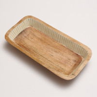 Vorschau: Dekoschale - rechteckig - Mangoholz - L: 40cm - H: 7,5cm - natur, weiß Vorschau: Dekoschale - rechteckig - Mangoholz - L: 40cm - H: 7,5cm - natur, weiß