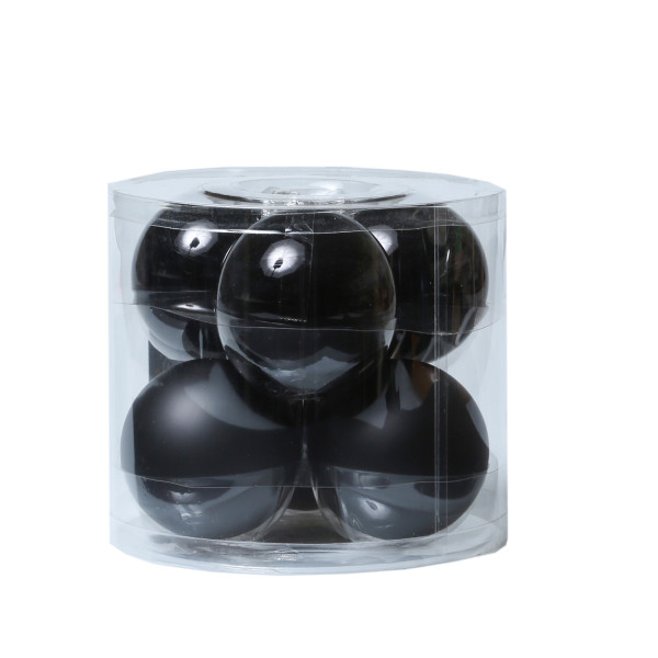 Christbaumkugel - Weihnachtsbaumkugel - Glas - D: 8cm - glänzend/matt - schwarz - 6er Set