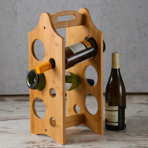 Weinregal aus Holz für 6 Flaschen - Holzregal für Weinflaschen - Flaschenregal - H: 47cm