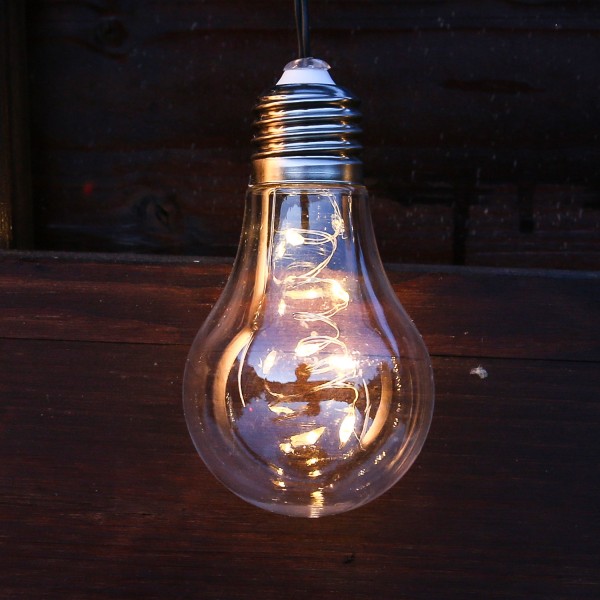 LED Solar Lichterkette mit 10 transparenten Glühbirnen mit Drahtlichterkette - 2 Funkt. - L: 4,5m