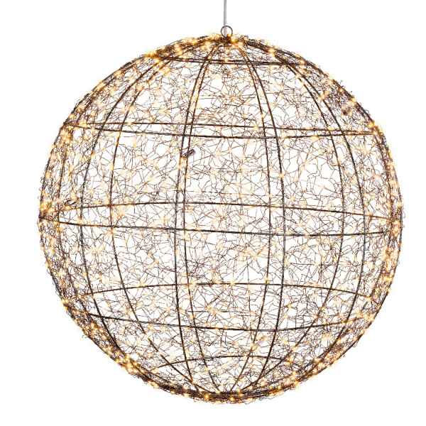 LED Drahtkugel - Leuchtkugel - 960 bernsteinfarbene LED - Timer - D: 58cm - für Innen/Außen