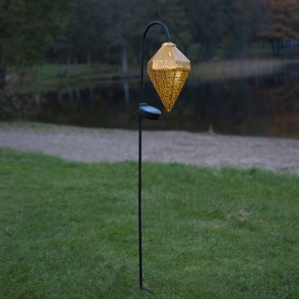 LED Solar Gartenstecker BOLILLA - gold - weiße LED - H: 80cm - Dämmerungssensor